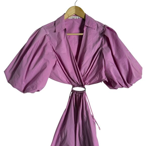 Jonathan Simkhai Aulora Pink Cut Out Short Sleeve A-Line Mini Dress Size Small - Picture 7 of 16